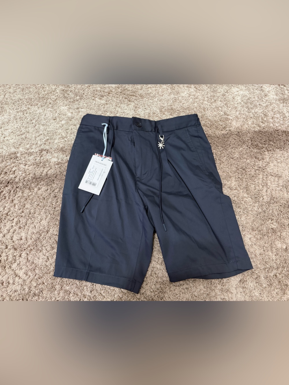 Manuel ritz Blue relaxed washed linen bermuda shorts
